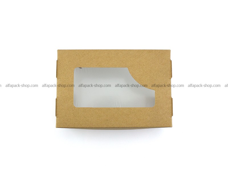 Бумажная коробка с окошком бело-бурая MEDIUM